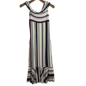 Ella Moss Womens Nora Striped Off Shoulder Midi Dress Gardenia Size XSmall NWT